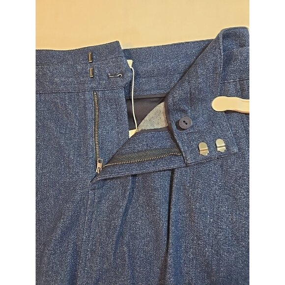 Vince Women denim midi skirt Cotton Fabric made in Italy Pockets Blue Size 8 New - Picture 3 of 13